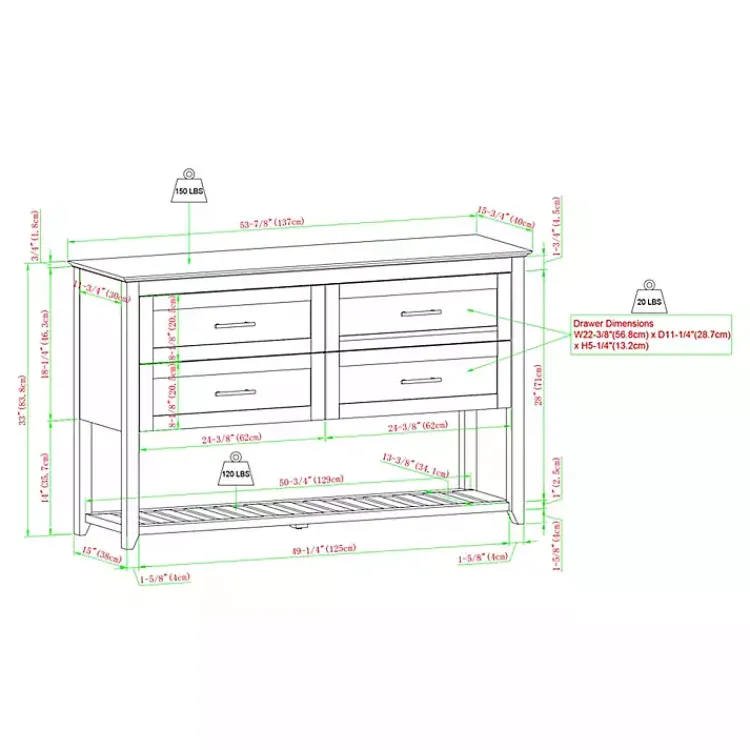 Kirklands Home Cabinets & Sideboards|Graphite Wood Storage Buffet with Faux Marble Top