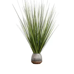 Clearance Grass Arrangement in Silver Ribbed Pot Arrangements & Greenery