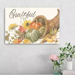 New Grateful Cornucopia Harvest Canvas Wall Plaque Fall
