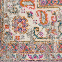 Kirklands Home Area Rugs|Gray & Pink Central Motif Botanical Runner