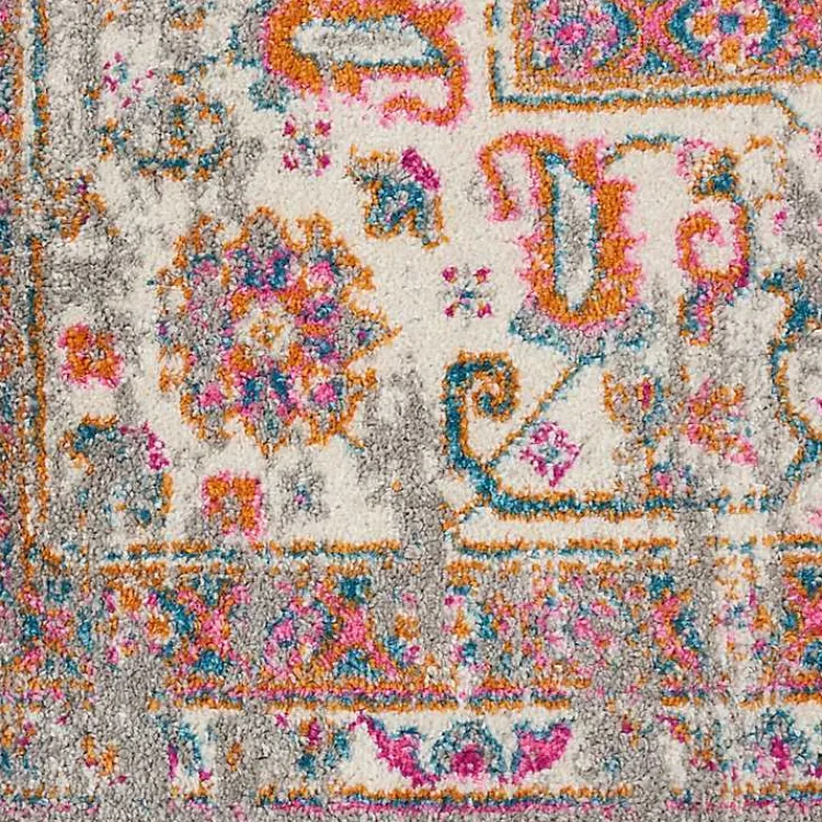 Kirklands Home Area Rugs|Gray & Pink Central Motif Botanical Area Rug, 5x7