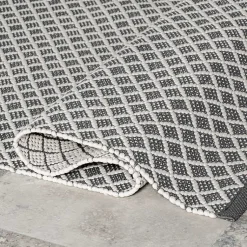 Kirklands Home Outdoor Rugs|Gray & White Trellis Indoor/Outdoor Runner, 3x8