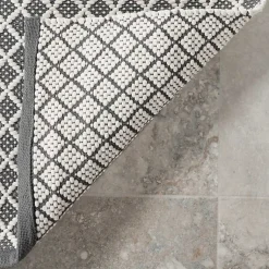 Kirklands Home Outdoor Rugs|Gray & White Trellis Indoor/Outdoor Runner, 3x8