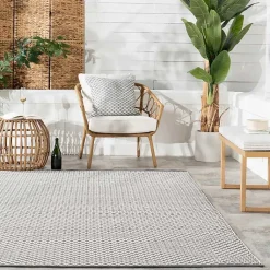 Kirklands Home Outdoor Rugs|Gray & White Trellis Indoor/Outdoor Runner, 3x8