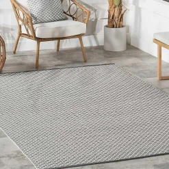 Kirklands Home Outdoor Rugs|Gray & White Trellis Indoor/Outdoor Runner, 3x8