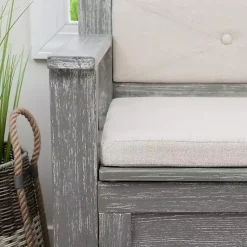 Kirklands Home Benches & Ottomans|Gray and Beige Carlton Storage Bench