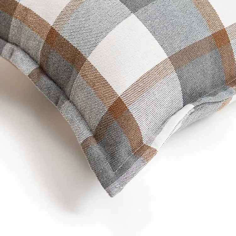 New Gray and Brown Plaid Throw Pillow Pillows