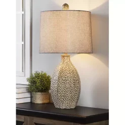 Kirklands Home Table Lamps|and Cream Textured Table Lamp Gray