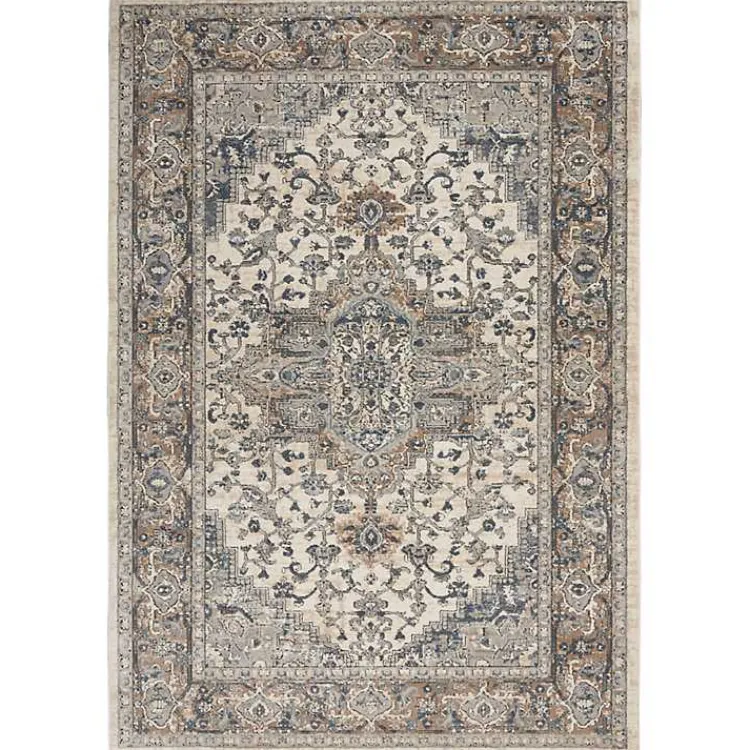 Kirklands Home Area Rugs|and Ivory Nadia Medallion Area Rug, 4x6 Gray