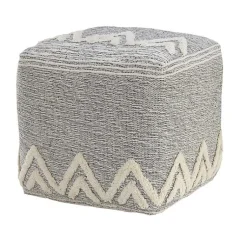 Outlet Gray and Ivory Tufted Peak Pouf Poufs & Floor Cushions