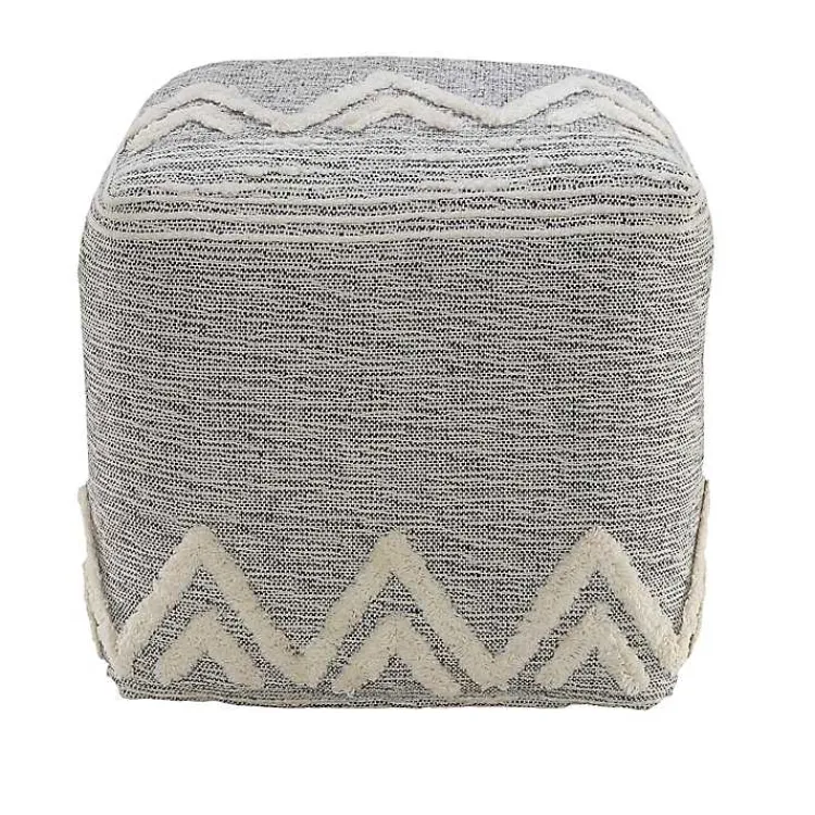 Outlet Gray and Ivory Tufted Peak Pouf Poufs & Floor Cushions