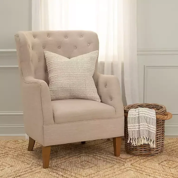 New Gray and Natural Sea Striped Pillow Pillows