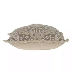 Online Gray and Tan Medallion Fringe Pillow Pillows