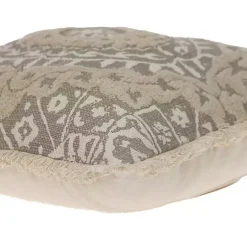 Online Gray and Tan Medallion Fringe Pillow Pillows