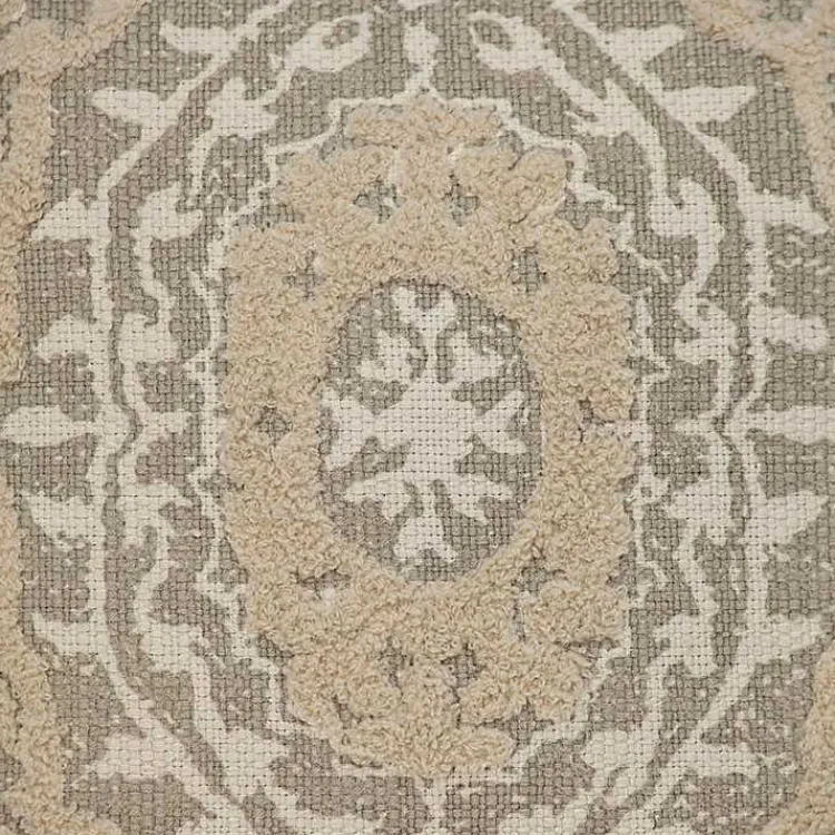 Online Gray and Tan Medallion Fringe Pillow Pillows