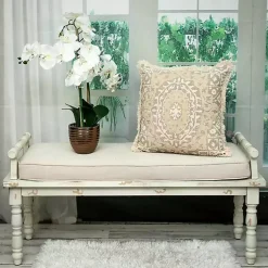 Online Gray and Tan Medallion Fringe Pillow Pillows