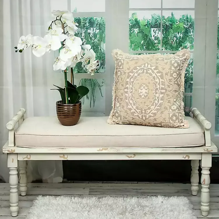 Online Gray and Tan Medallion Fringe Pillow Pillows