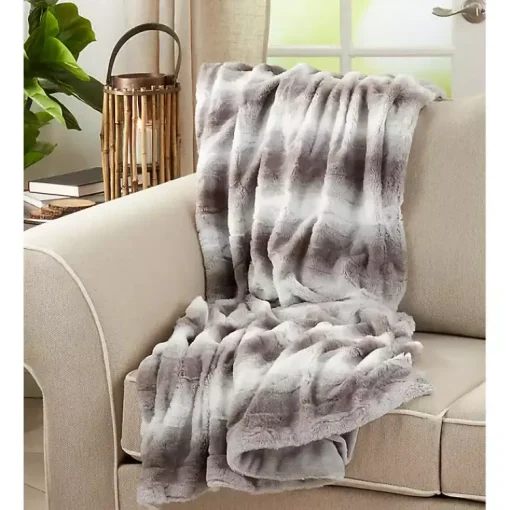 Best Gray and White Animal Print Faux Fur Throw Blankets & Throws