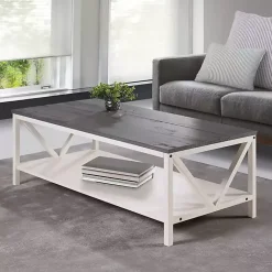 Kirklands Home Coffee Tables|Gray and Barnwood Coffee Table White