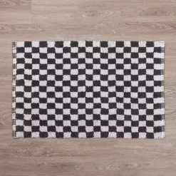 Kirklands Home Bathroom Rugs|Gray and White Checkered Bathroom Rug