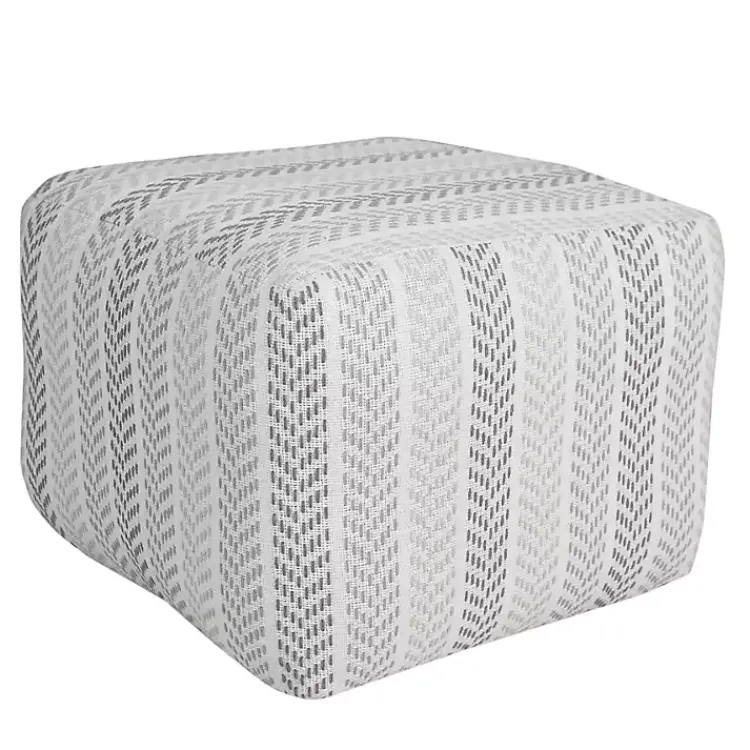 Outlet Gray and White Chevron Cotton Pouf Poufs & Floor Cushions