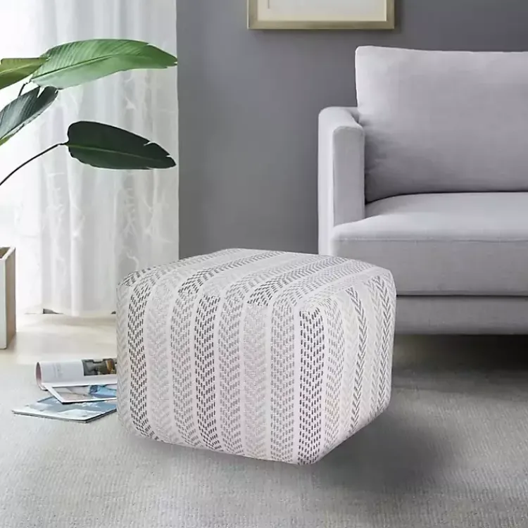 Outlet Gray and White Chevron Cotton Pouf Poufs & Floor Cushions