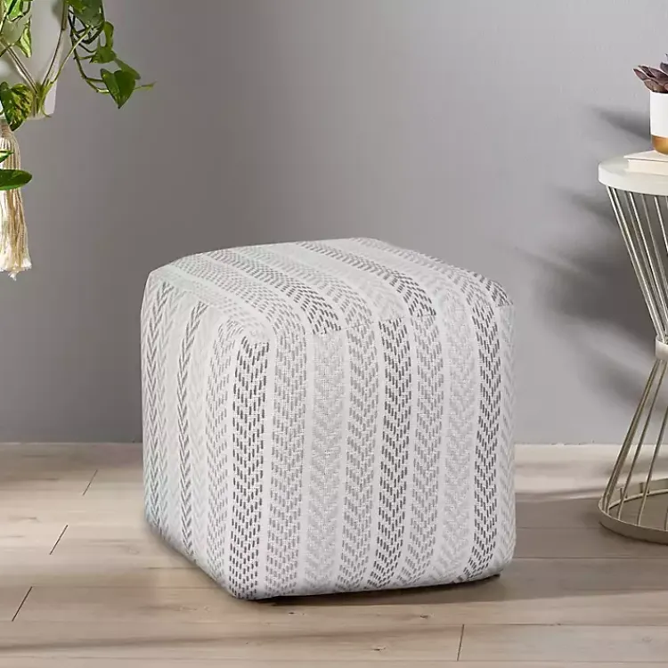Outlet Gray and White Chevron Cotton Pouf Poufs & Floor Cushions