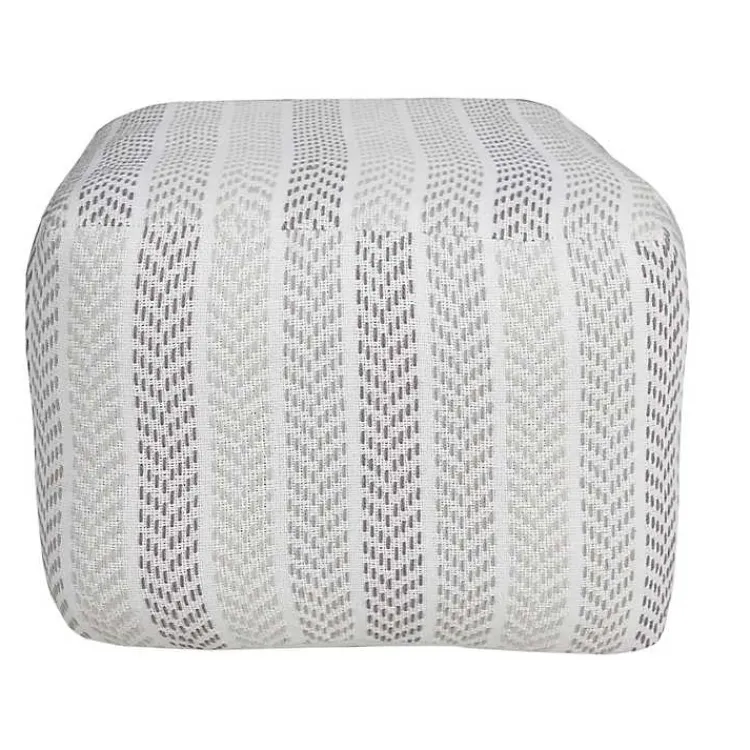 Outlet Gray and White Chevron Cotton Pouf Poufs & Floor Cushions