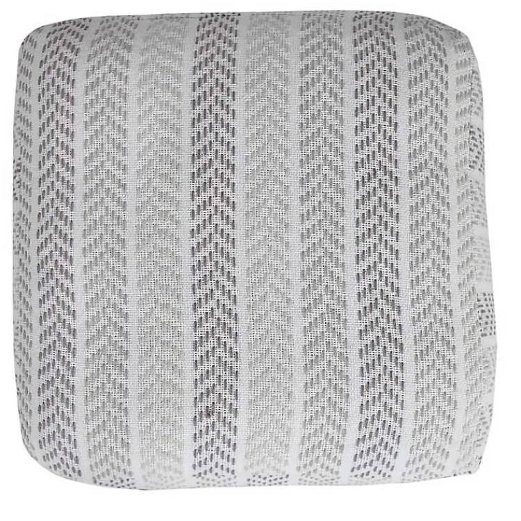 Outlet Gray and White Chevron Cotton Pouf Poufs & Floor Cushions