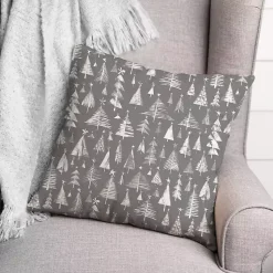 Clearance Gray and White Christmas Trees Pillow Christmas Pillows