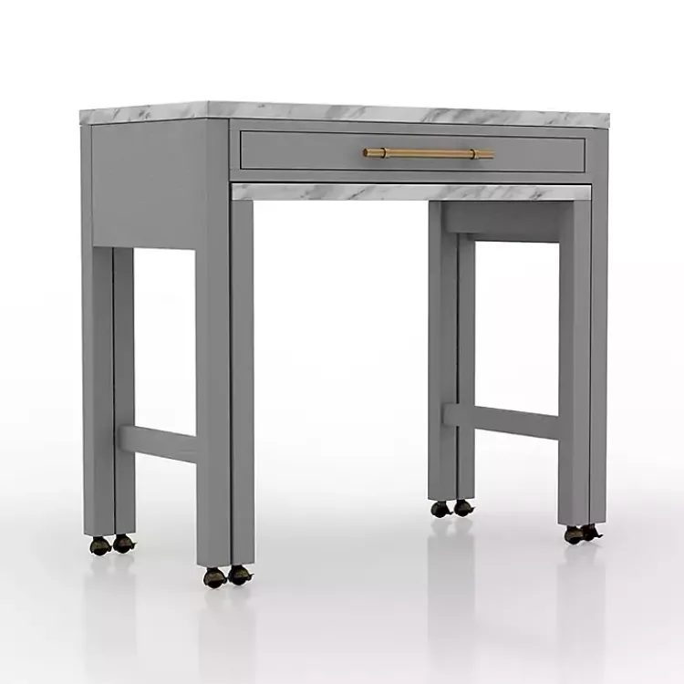 Kirklands Home Dining Tables|Gray and White Faux Marble Nested Counter Table