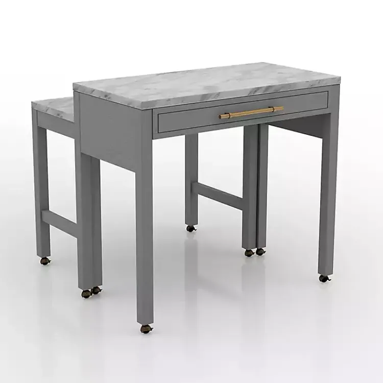 Kirklands Home Dining Tables|Gray and White Faux Marble Nested Counter Table