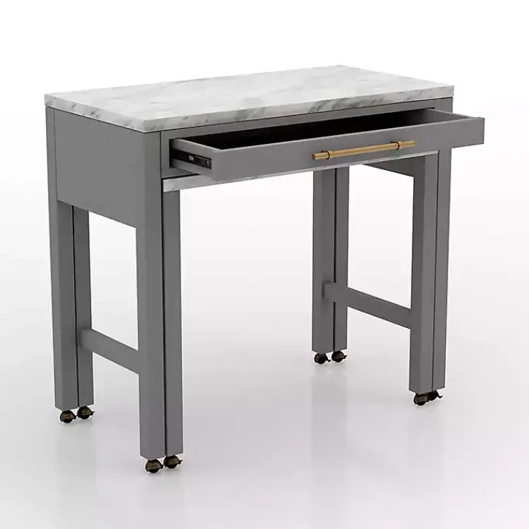 Kirklands Home Dining Tables|Gray and White Faux Marble Nested Counter Table