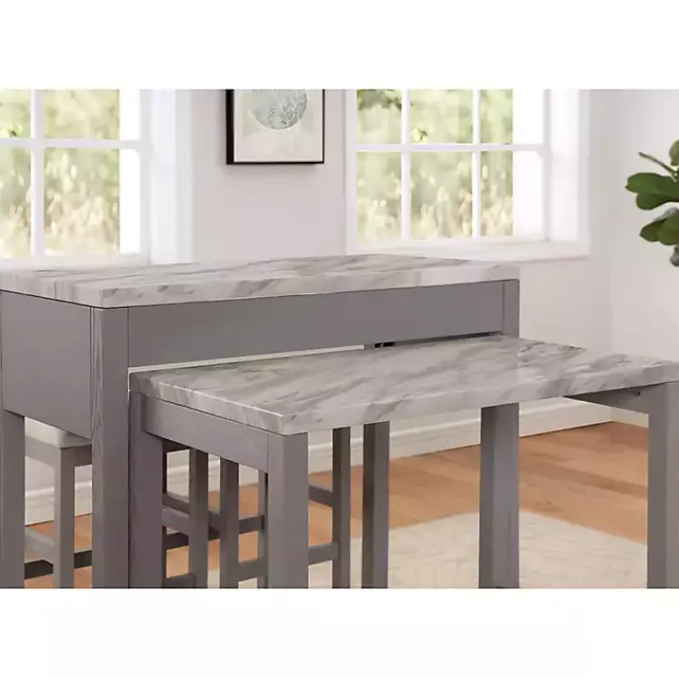 Kirklands Home Dining Tables|Gray and White Faux Marble Nested Counter Table