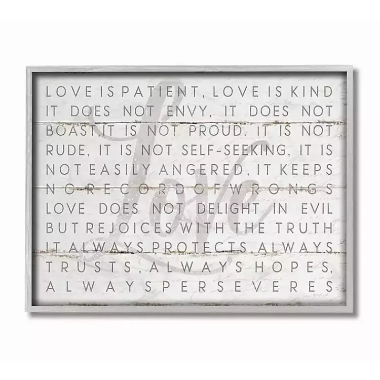 Kirklands Home Wall Quotes & Signs|Gray and White Love Is Patient Framed Art Print