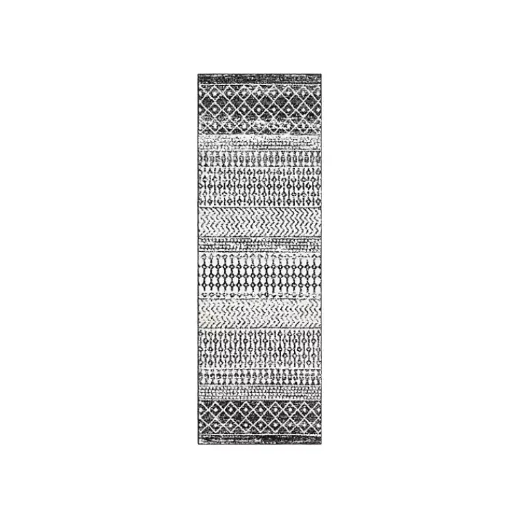 Kirklands Home Area Rugs|and White Moroccan Pattern Runner, 2x10 Gray
