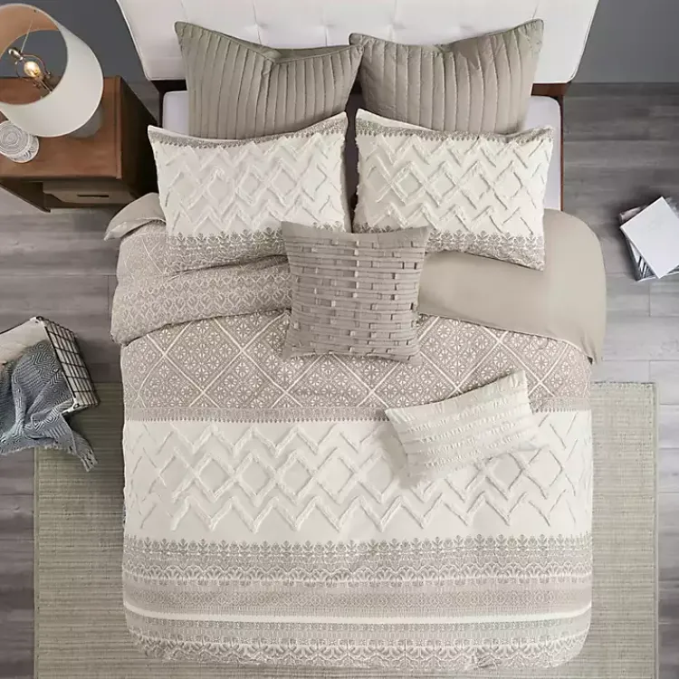 Kirklands Home Duvets|and White 3-pc. Full/Queen Duvet Set Gray