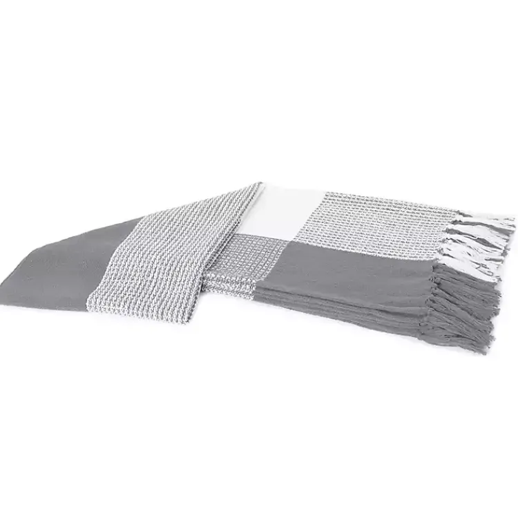 New Gray and White Plaid Organic Cotton Throw Blankets & Throws