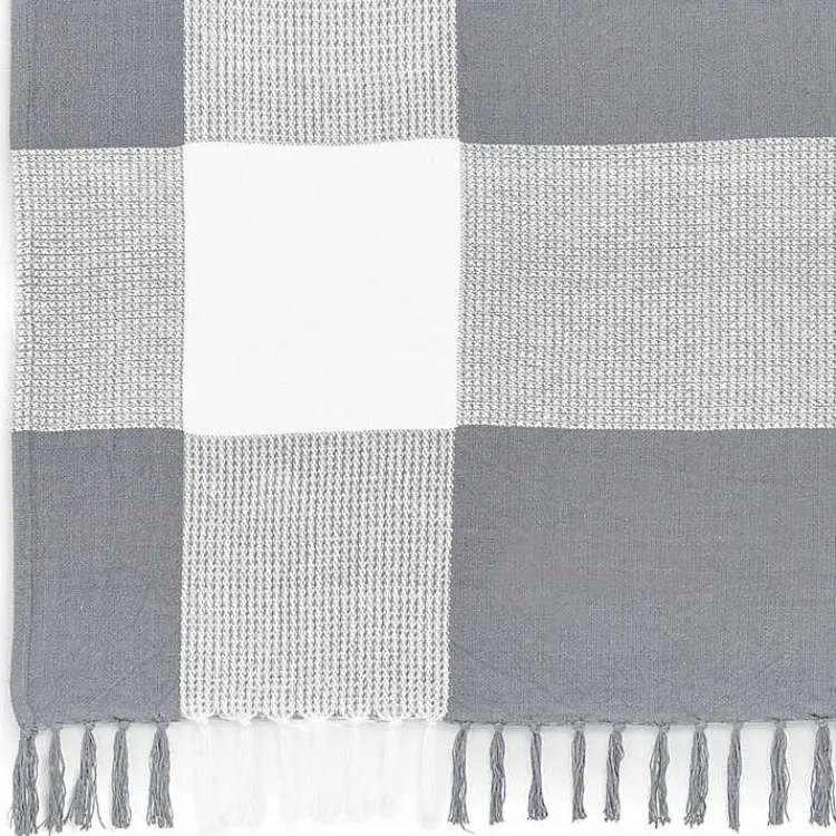 New Gray and White Plaid Organic Cotton Throw Blankets & Throws