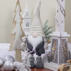 Online Gray and White Ribbed Standing Gnome Christmas Decorations