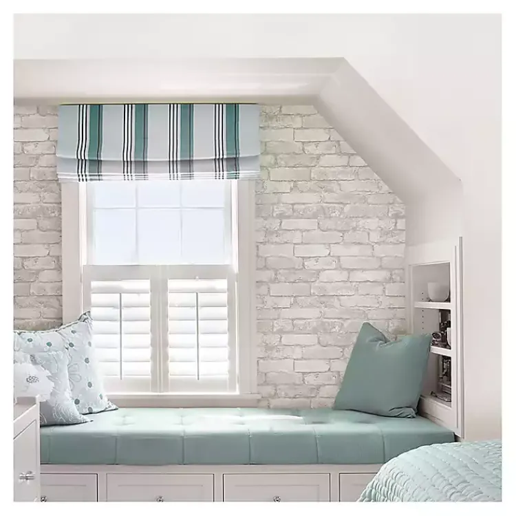 Kirklands Home Wall Murals & Wallpaper|Gray and White Rustic Brick Peel & Stick Wallpaper