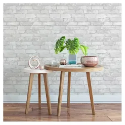 Kirklands Home Wall Murals & Wallpaper|Gray and White Rustic Brick Peel & Stick Wallpaper