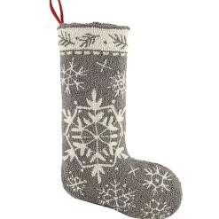 Online Gray and White Snowflake Stocking Christmas Stockings & Stocking Holders
