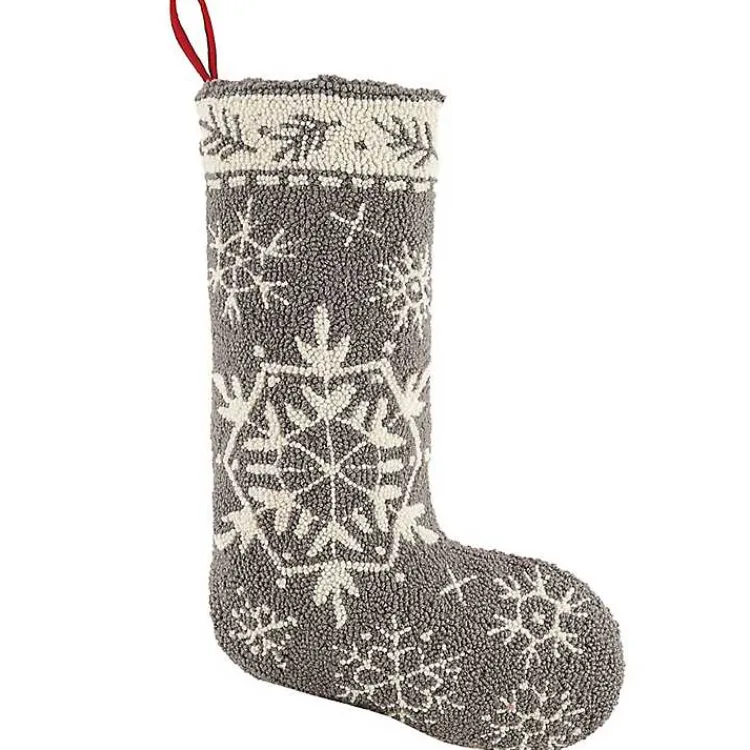 Online Gray and White Snowflake Stocking Christmas Stockings & Stocking Holders