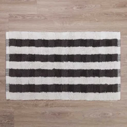 Kirklands Home Bathroom Rugs|Gray and White Striped Bathroom Rug
