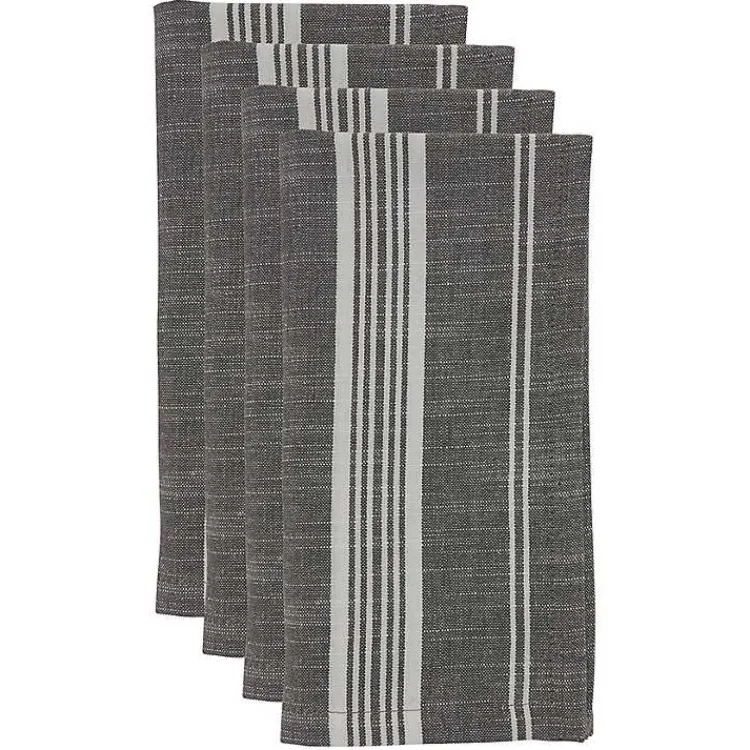 Kirklands Home Table Linens|and White Striped Napkins, Set of 4 Gray