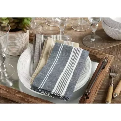 Kirklands Home Table Linens|and White Striped Napkins, Set of 4 Gray