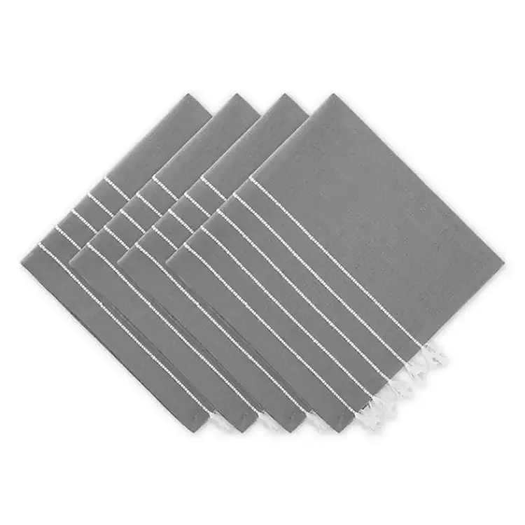 Kirklands Home Table Linens|and White Striped Napkins, Set of 4 Gray