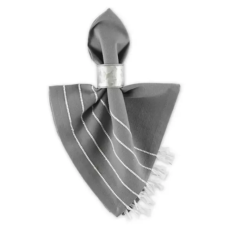 Kirklands Home Table Linens|and White Striped Napkins, Set of 4 Gray