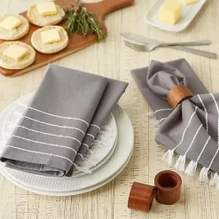 Kirklands Home Table Linens|and White Striped Napkins, Set of 4 Gray